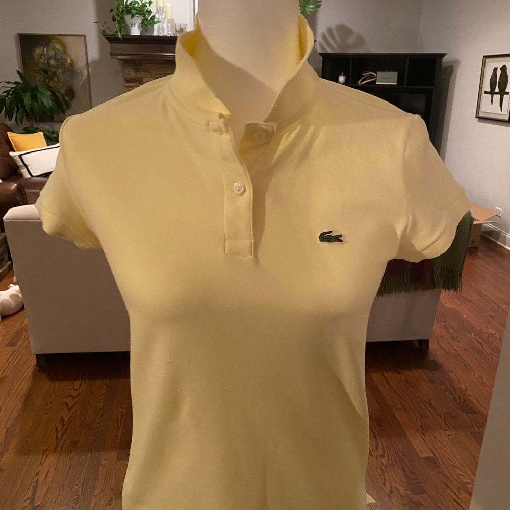 Lacoste women’s polo. Yellow, size 40. Medium